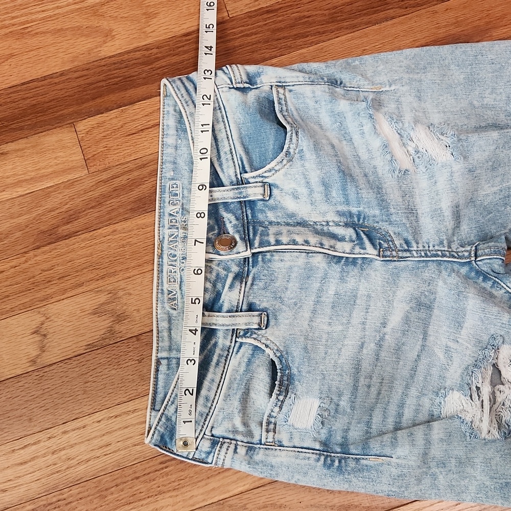 American Eagle Outfitters destroyed denim high rise cropped jeggings size 4 - Picture 5 of 9